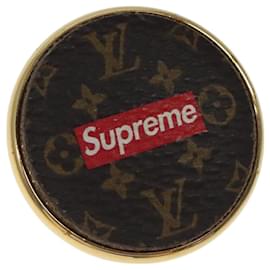 Louis Vuitton-LOUIS VUITTON Supreme Pin Badge metal Gold MP2076 LV Auth bs24973A-Golden,Monogram