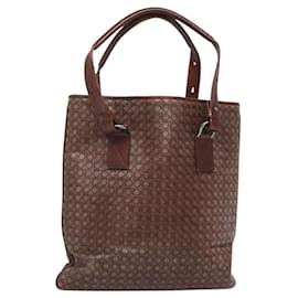 Salvatore Ferragamo-Salvatore Ferragamo Gancini Tote Bag Leather Brown Silver Auth 121422-Brown,Silvery