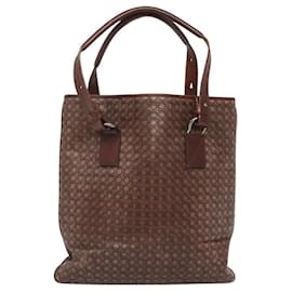 Salvatore Ferragamo-Salvatore Ferragamo Gancini Tote Bag Leather Brown Silver Auth 121422-Brown,Silvery
