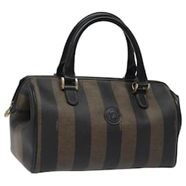 Fendi-Sac à main en toile Pecan FENDI PVC marron or Auth 119823-Marron,Noir,Doré
