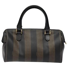 Fendi-Sac à main en toile Pecan FENDI PVC marron or Auth 119823-Marron,Noir,Doré