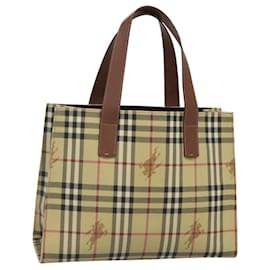 Burberry-BURBERRY Nova Check Tote Bag PVC Beige Auth 121426-Beige