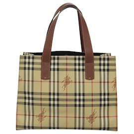 Burberry-BURBERRY Nova Check Tote Bag PVC Beige Auth 121426-Beige