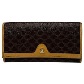 Céline Vintage Celine Paris monogram Leather Wallet Brown