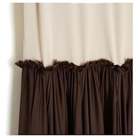Lanvin-Lanvin 2011 Maxi Dress FR38 Alber Elbaz light silk muslin long dress UK10 US8-Brown,Beige