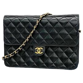 Chanel-Chanel Black Lambskin Shoulder Bag-Black