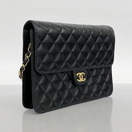 Chanel-Chanel Black Lambskin Shoulder Bag-Black