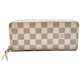 Louis Vuitton-Louis Vuitton Portefeuille Clemence Damier Azur Long Wallet-White