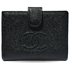 Chanel-Chanel Bi-fold Wallet in Black Grained Calfskin-Black