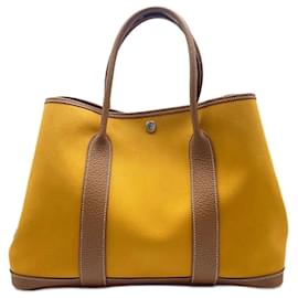 Hermès-Hermes Garden PM C Stamp Tote Bag-Golden