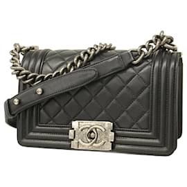 Chanel-Chanel Black Lambskin Shoulder Bag-Black
