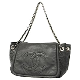 Chanel-Chanel Black Lambskin Shoulder Bag-Black