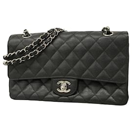 Chanel-Chanel Black Grained Calfskin Shoulder Bag-Black