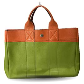 Hermès-Hermes Foul Tote PM All Leather Togo Orange E Stamped Bag-Orange