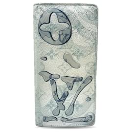 Louis Vuitton-Louis Vuitton Monogram Aqua Garden Portefeuille Brazza Bi-fold Long Wallet-Blue