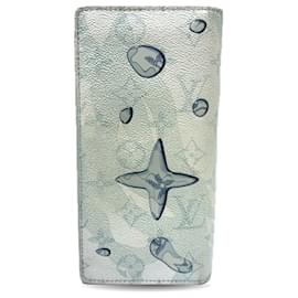 Louis Vuitton-Louis Vuitton Monogram Aqua Garden Portefeuille Brazza Bi-fold Long Wallet-Blue