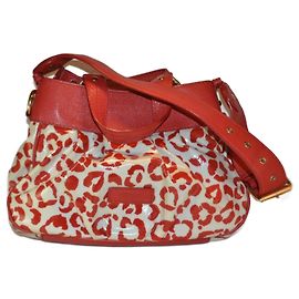 Borsa a mano Moschino bianca e rossa in pelle e tessuto Bianco Rosso