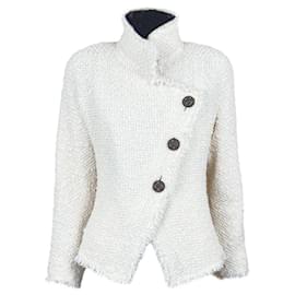 Chanel-Paris / Edinburgh Ecru Tartan Tweed Jacket 38 FR-Cream
