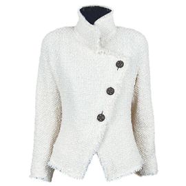 Chanel Ecru Tartan Tweed Jacke Paris / Edinburgh 38 FR Roh