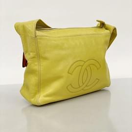 Chanel-Chanel Yellow Lambskin Shoulder Bag-Yellow