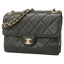 Chanel-Chanel Black Lambskin Shoulder Bag-Black