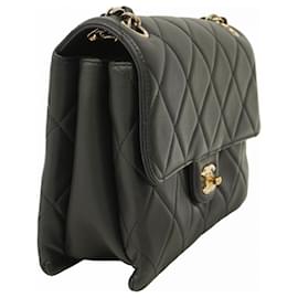 Chanel-Chanel Black Lambskin Shoulder Bag-Black