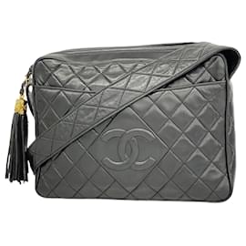 Chanel-Chanel Black Lambskin Shoulder Bag-Black