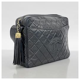 Chanel-Chanel Black Lambskin Shoulder Bag-Black