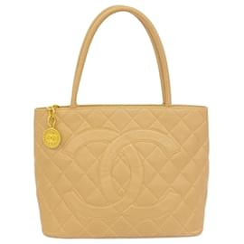 Chanel-Chanel Beige Grained Calfskin Tote Bag-Beige