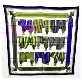 Hermès-Hermes Carre 90 J.METZ Suspender Belt Scarf-Navy blue