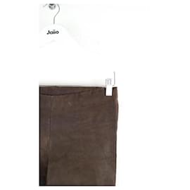 Stouls-Straight suede pants-Brown