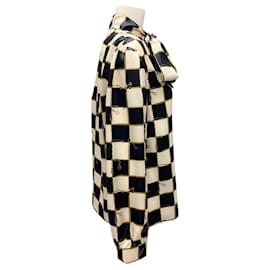 Gucci-Gucci Beige / Black 2023 Chained GG Interlocking G Jacquard Silk Shirt-Beige