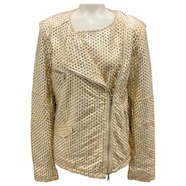 Autre Marque-Giorgio Brato Gold Mesh Leather Jacket-Golden
