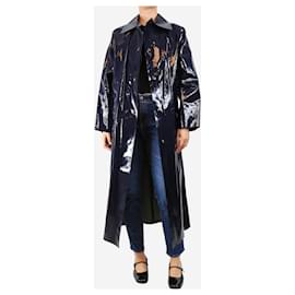 Autre Marque-Navy blue laquer coated long coat - size S-Blue