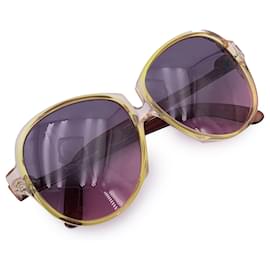 Yves Saint Laurent-Vintage Yellow Oversize Sunglasses GAUDE 58/17-Yellow