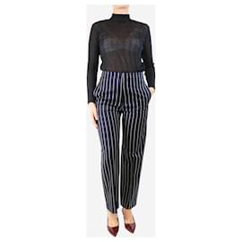 Victoria Beckham-Navy blue striped trousers - size UK 8-Blue