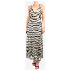 Autre Marque-Black and gold sheer zigzag maxi dress - size UK 10-Golden