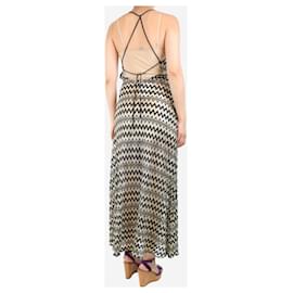 Autre Marque-Black and gold sheer zigzag maxi dress - size UK 10-Golden