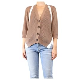 Brunello Cucinelli-Brown ribbed cotton cardigan - size S-Brown