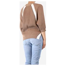 Brunello Cucinelli-Brown ribbed cotton cardigan - size S-Brown