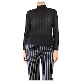 The row-Black sheer ribbed knit top - size S-Black