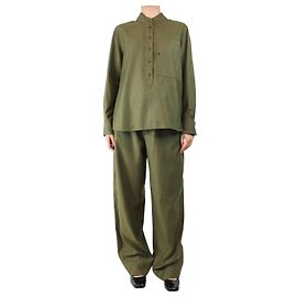 Soeur Conjunto de camisa e calça de lã caqui - tamanho UK 10 Verde
