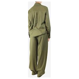 Soeur-Khaki wool shirt and trouser set - size UK 10-Green