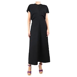 Totême-Black Slouch waist crinkled maxi dress - size UK 12-Black