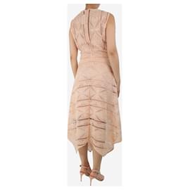 Maje-Pink sleeveless broderie-anglaise midi dress - size UK 10-Pink