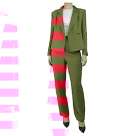 Giorgio Armani-Magenta ribbed blazer and trouser set - size UK 12-Pink