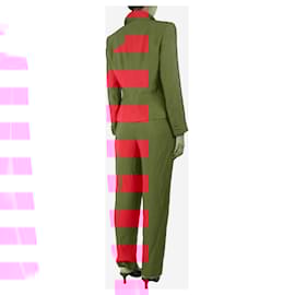 Giorgio Armani-Magenta ribbed blazer and trouser set - size UK 12-Pink