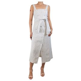 Altuzarra Robe d'été à rayures blanches et noires avec boutons - taille UK 10 Blanc
