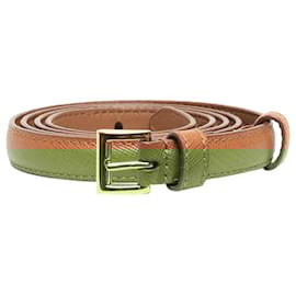 Prada-Brown Saffiano leather skinny belt-Brown
