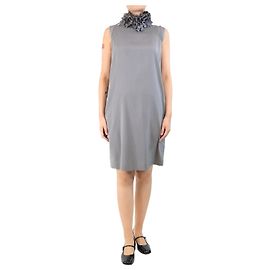 Brunello Cucinelli Grey sleeveless silk mini dress - size M Grey